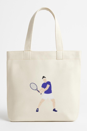 Everydaycommunionshop Man Playing Tennis With A Racquet Canvas Tote Bag