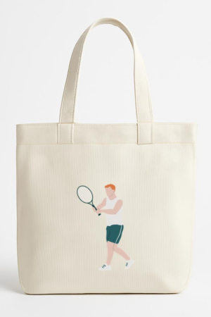 Everydaycommunionshop Man Playing Tennis With A Tennis Racket Canvas Tote Bag