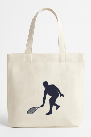 Everydaycommunionshop Man Tennis Player Pose Silhouette Canvas Tote Bag