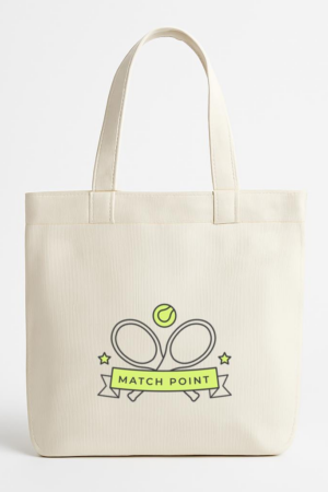 Everydaycommunionshop Match Point Racket Ball Star Colored Badge Sticker Canvas Tote Bag