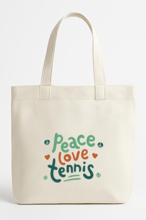 Everydaycommunionshop Peace Love Tennis Canvas Tote Bag