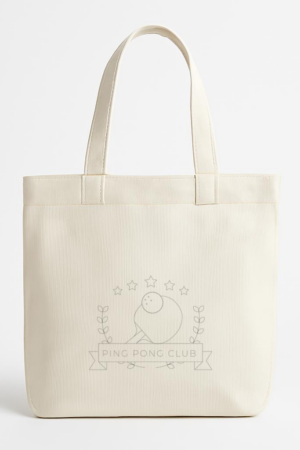 Everydaycommunionshop Ping Pong Club Tennis Ball Racket Star Branch Badge Line Canvas Tote Bag