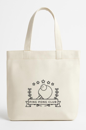 Everydaycommunionshop Ping Pong Club Tennis Ball Racket Star Branch Badge Stroke Canvas Tote Bag