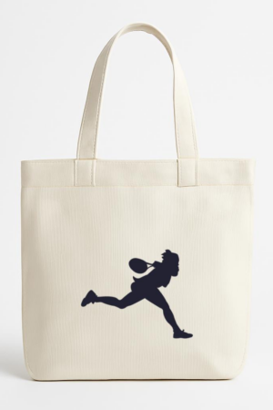 Everydaycommunionshop Silhouette Girl Tennis Player Canvas Tote Bag
