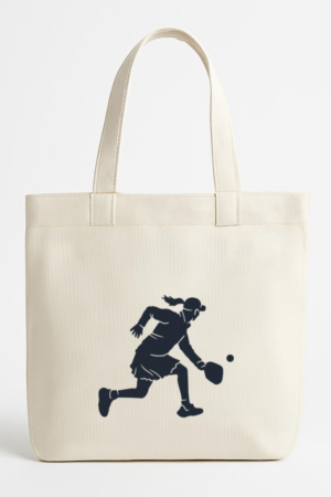 Everydaycommunionshop Silhouette Of A Woman Running With A Pickeball Racket Canvas Tote Bag