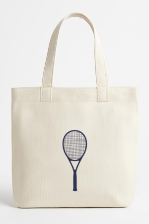Everydaycommunionshop Silhouette Of Tennis Racquet Canvas Tote Bag